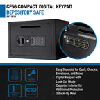 Compact Keypad Depository Safe with Dual PIN Access - Black