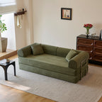 78.8" Compression Sofa - Convertible Floor Sofa Bed with Plush Fabric - Green