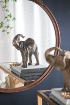 Round Hand Carved Rose Antique Wall Mirror with Intricate Detailing - Light Brown or Black