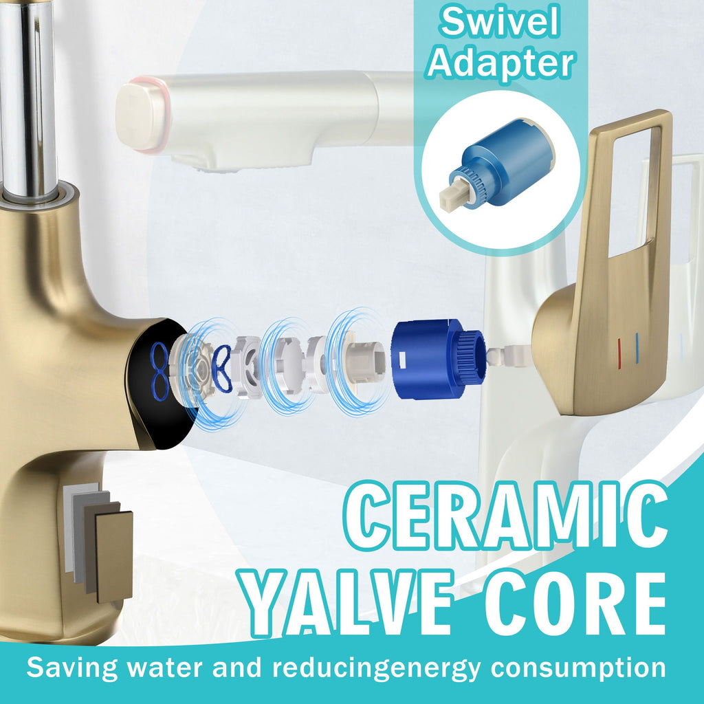 Tall Pull Down Vessel Faucet with Dual Spray Modes - Gold or Black