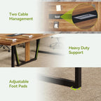 Conference Table for 8–10 People with Cable Management - Brown / Black
