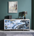 Liam Marble Paint Console Cabinet with Chrome Base - Multi
