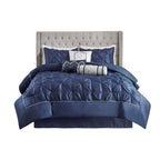 7 Piece Tufted Comforter Set Navy King