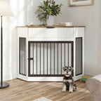 Corner Dog Crate with Fluted Drawer - White or Dark Brown