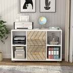Large Mobile Lateral File Cabinet with 2 Drawers and Storage Shelves - White/Oak