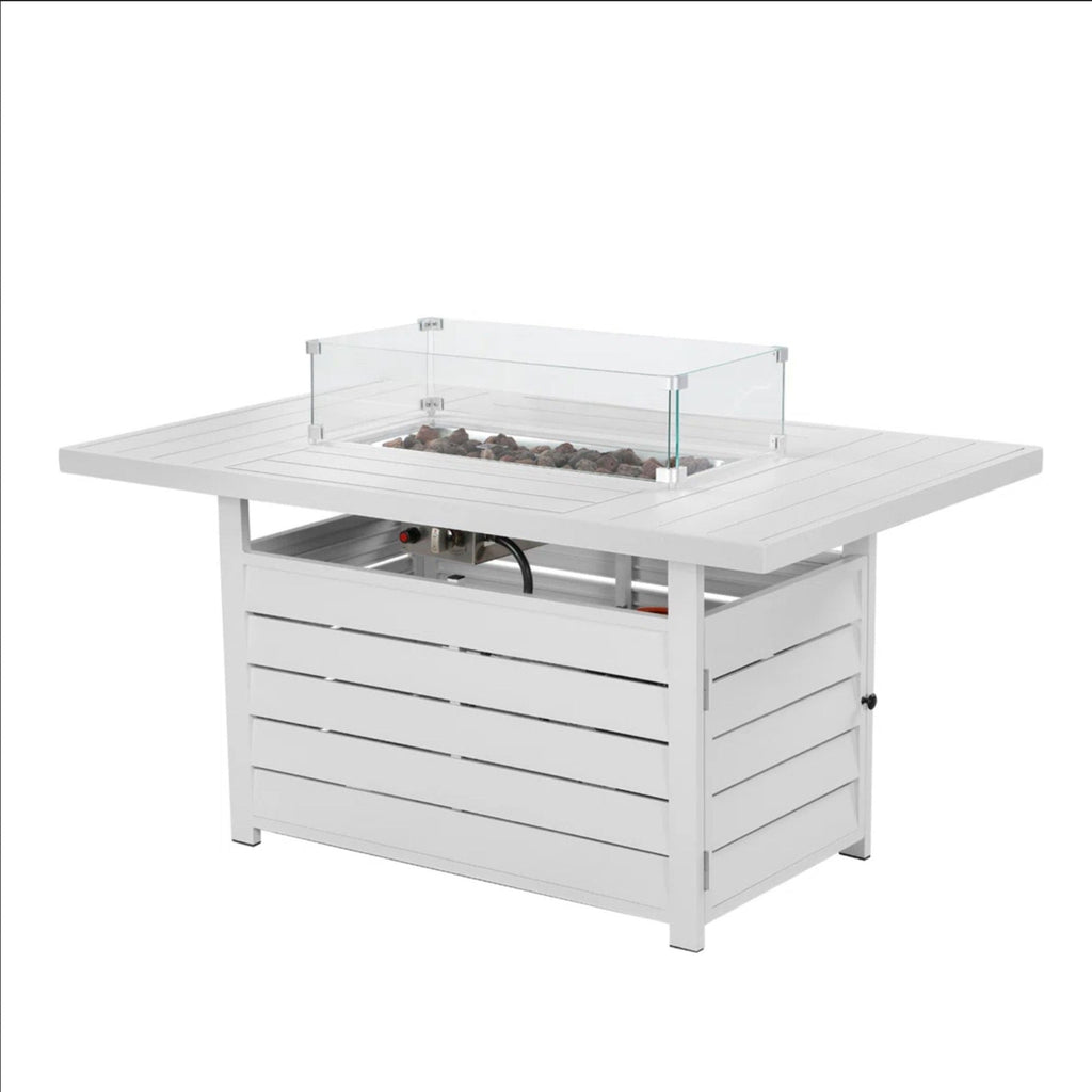 Rectangular Propane Fire Pit Table with Stainless Burner - Black, Dark Gray, White