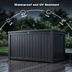 180 Gallon Large Outdoor Storage Deck Box with Lockable Waterproof Resin - Black