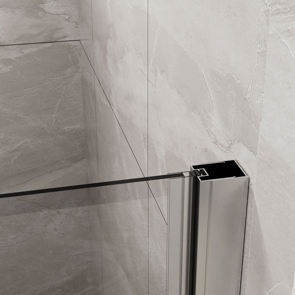 Frameless Glass Shower Door Bifold with Zinc Alloy Handle - Pearl Silver or Black