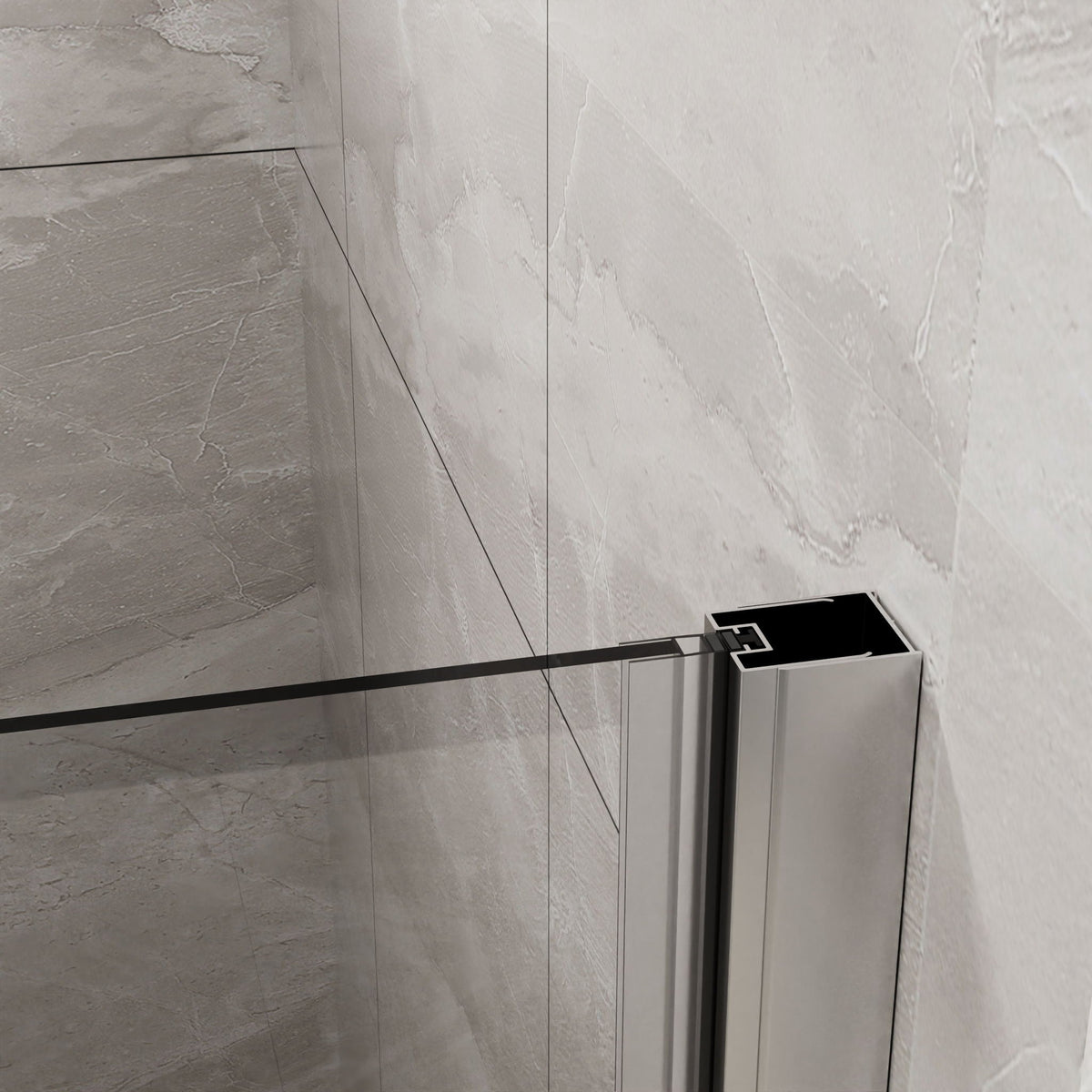 Frameless Glass Shower Door Bifold with Zinc Alloy Handle - Pearl Silver or Black