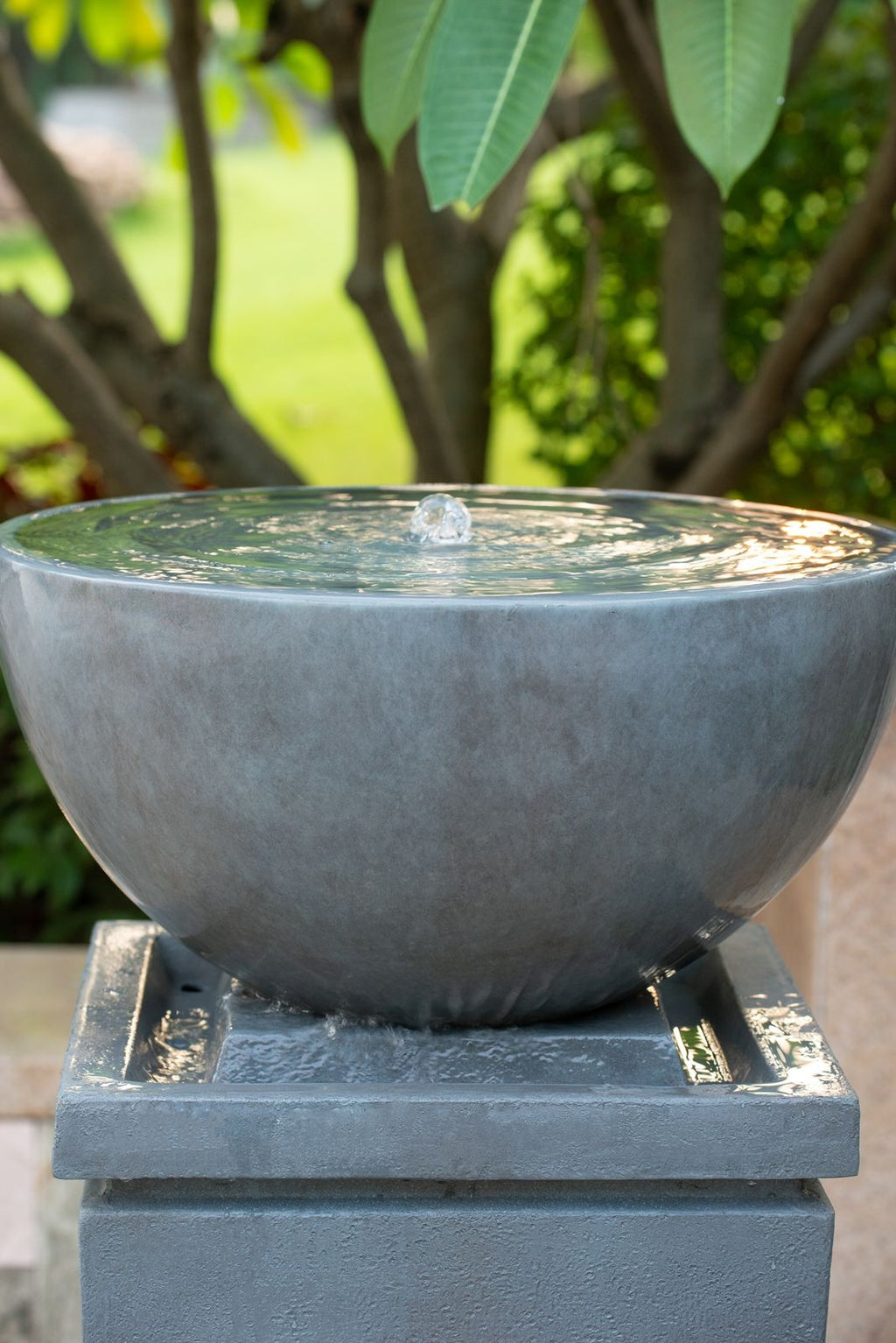 Zen Bowl Outdoor Water Fountain with Relaxing Water Feature - Dark Gray
