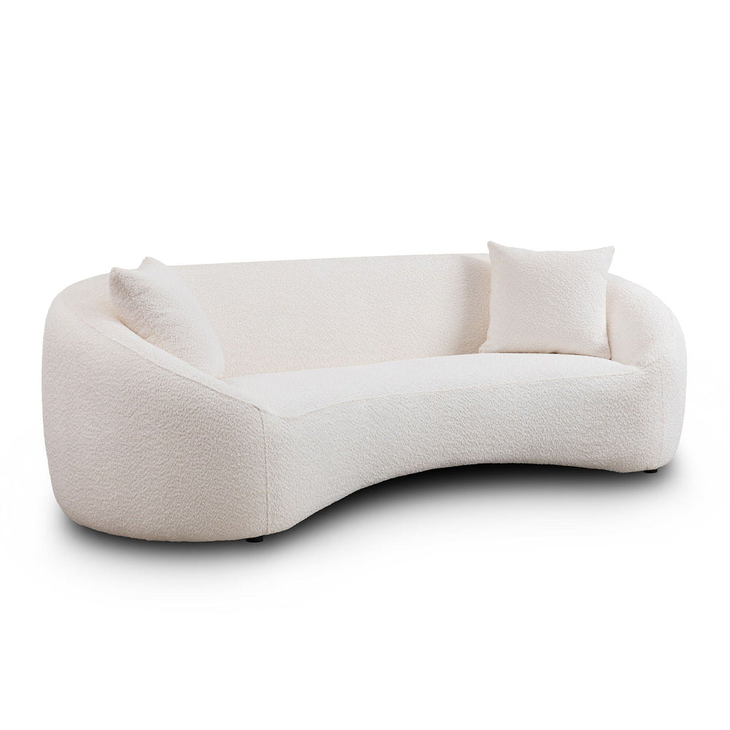 Curved 3 Seater Sofa for Living Room with Deep Seating - White