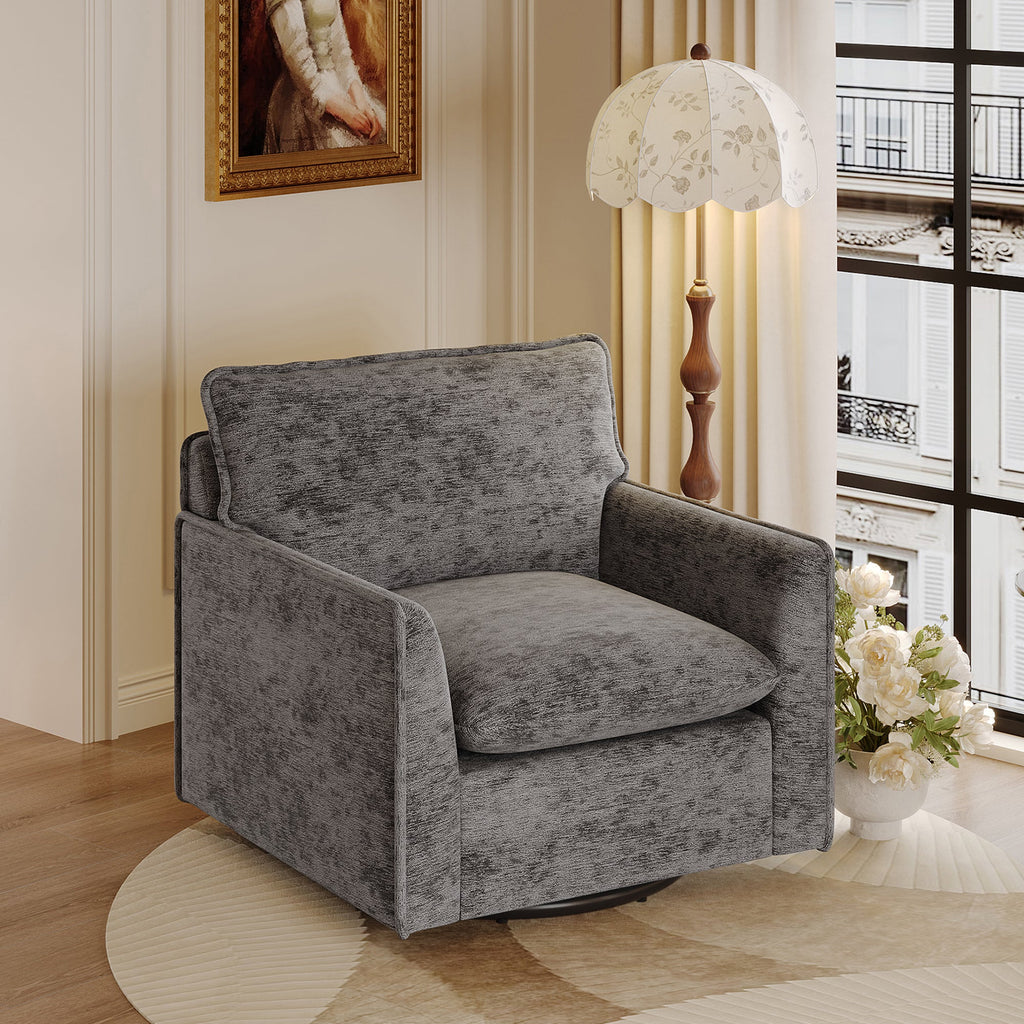 360° Swivel Accent Chair with Chenille Upholstery - Gray