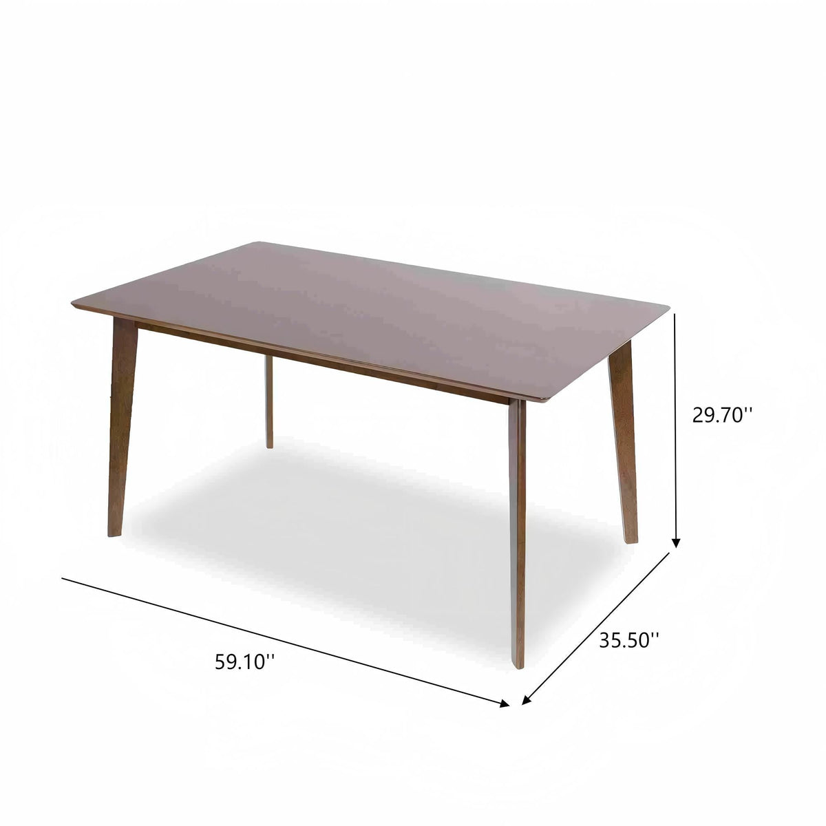 Mid-Century Modern Solid Wood Dining Table with Beveled Edges - Dark Brown or White