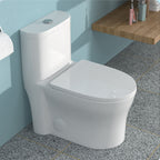 Dual Flush 1-Piece Toilet with Soft-Closing Seat - White