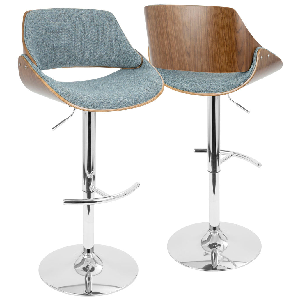 Mid Century Modern Adjustable Barstool Set with Swivel - Dark Gray or Light Blue