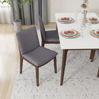 Mid-Century Modern Solid Wood Dining Chair Set with Fabric Upholstery - Multiple Colors