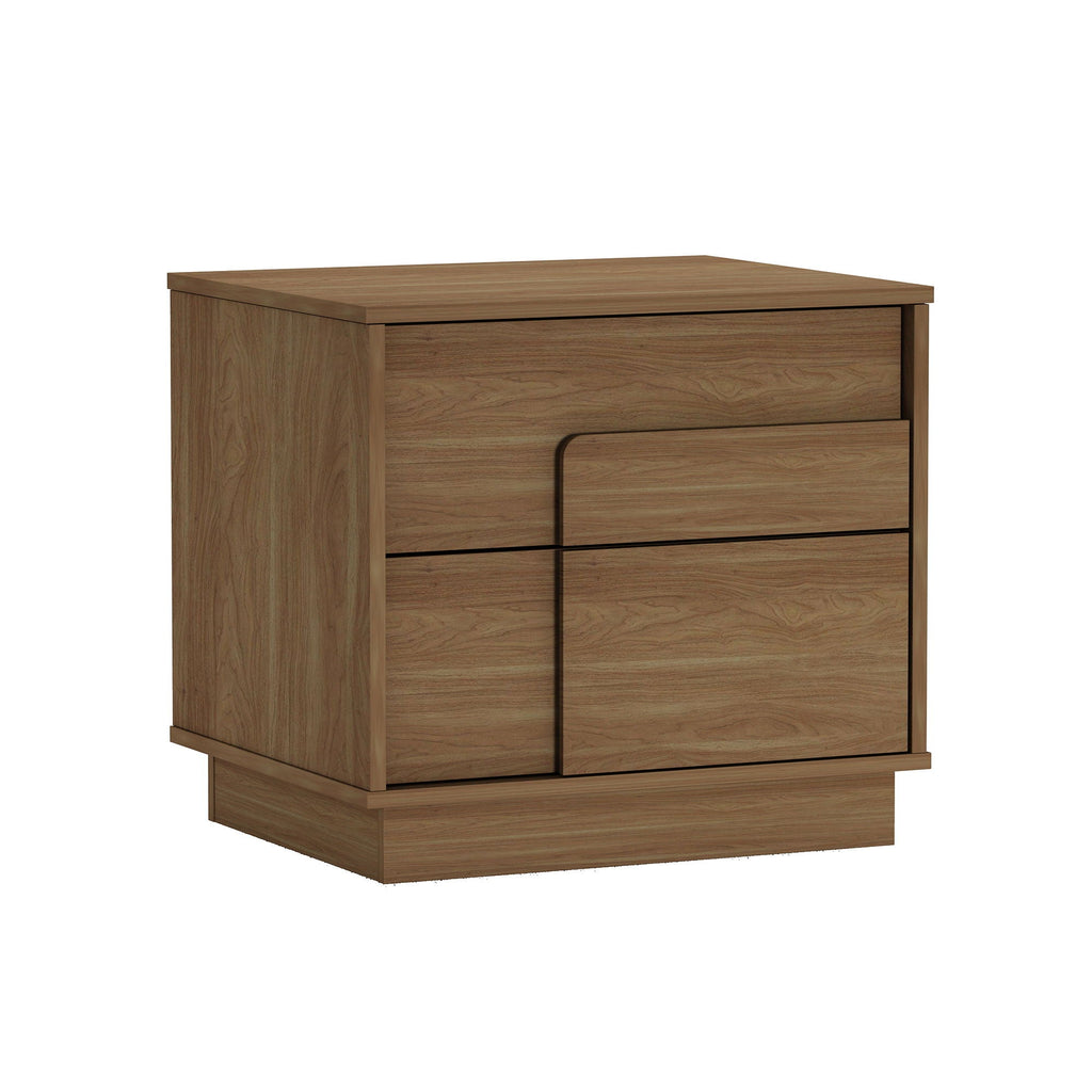 Modern Nightstand with Push to Open Drawers - Dark Gray, Dark Brown, or Light Brown