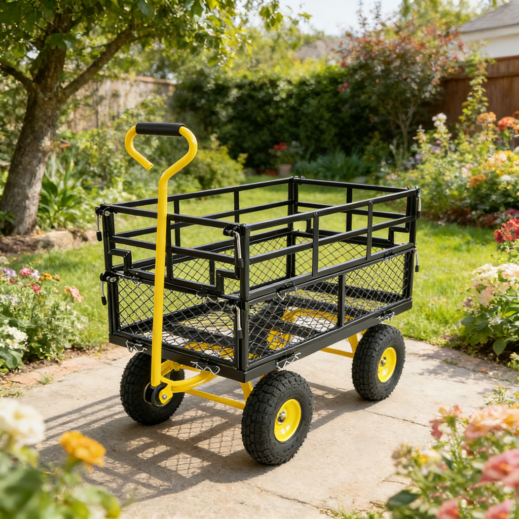 Outdoor Wagon Cart with Metal Frame - Green