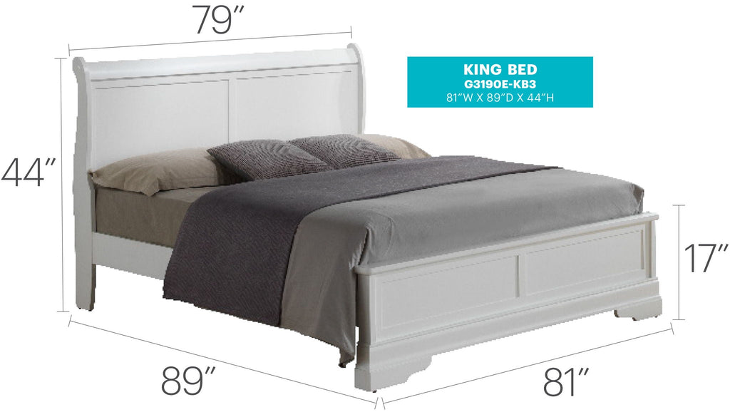 Sleigh Bed with Low Footboard - Real Wood Veneers, Multiple Colors
