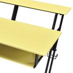 Music Recording Studio Desk with Cable Management - Black and Yellow