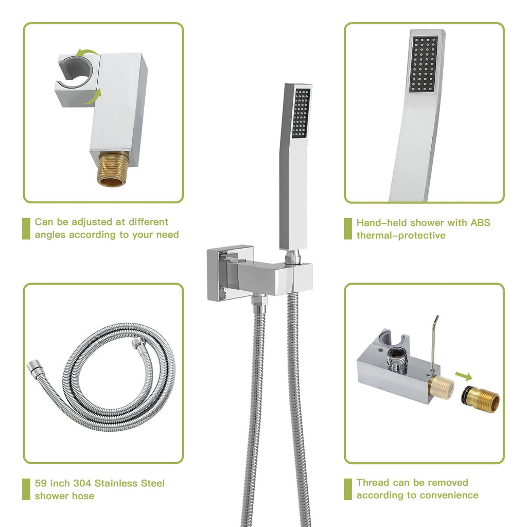 Modern Dual Shower Head System with 16" Ceiling Mount - Multiple Finishes