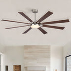 Large Ceiling Fan with Dimmable LED Light and Remote Control - Black or Dark Brown