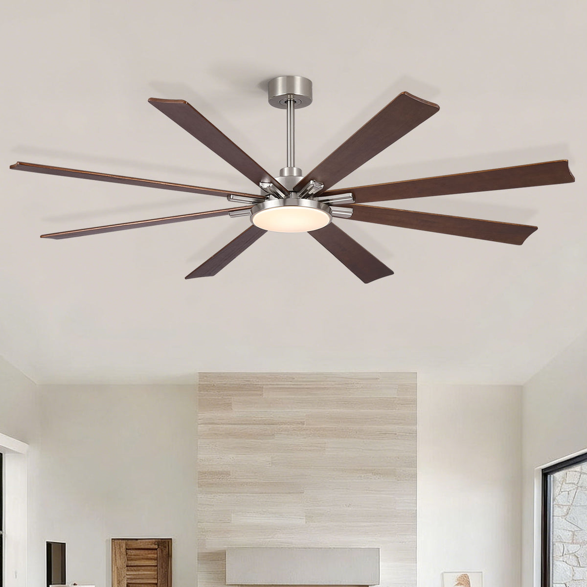 Large Ceiling Fan with Dimmable LED Light and Remote Control - Black or Dark Brown