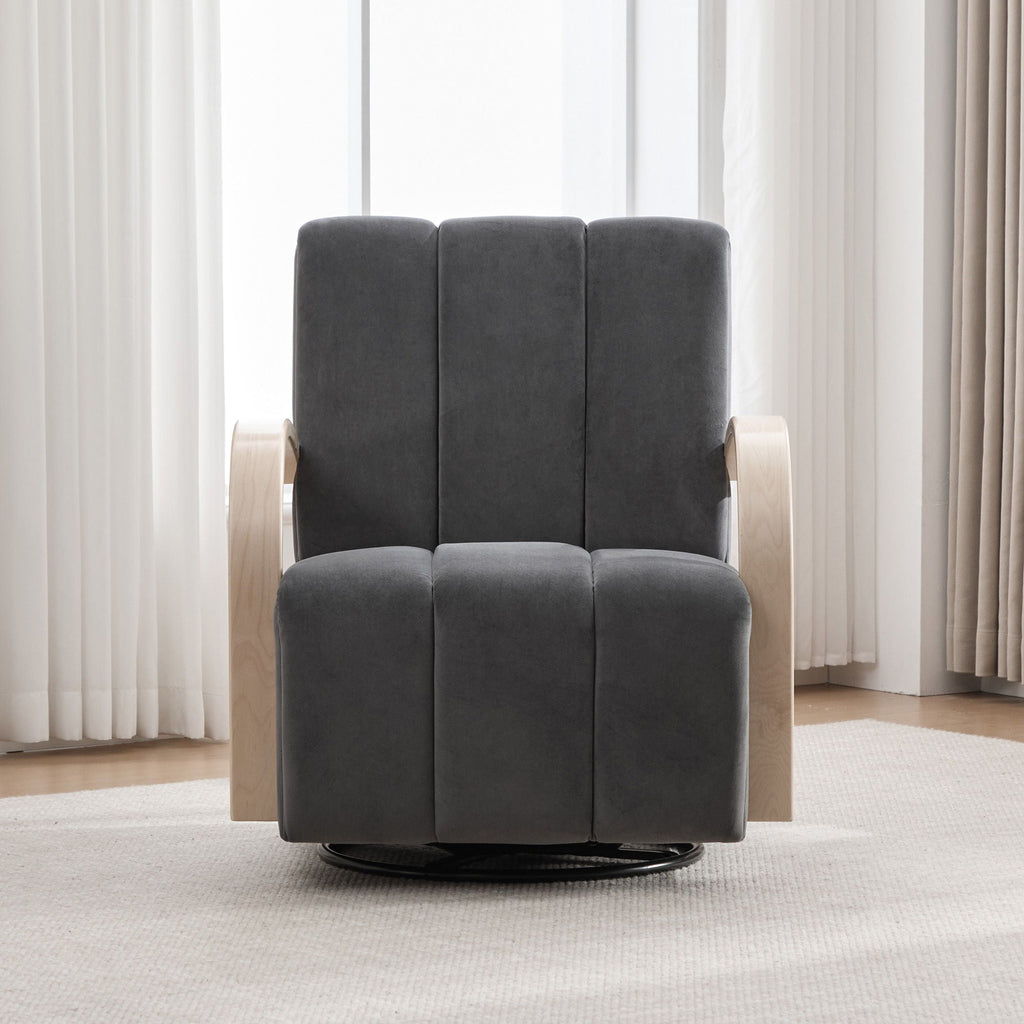 360° Swivel Accent Chair with Armrests - Beige or Dark Gray