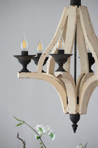 6 Light Wood Chandelier