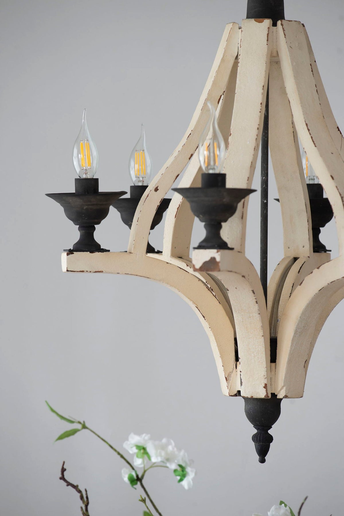 6 Light Wood Chandelier