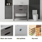 36 Inch Freestanding Bathroom Vanity with Ceramic Sink and Soft-Close Drawer - Grey
