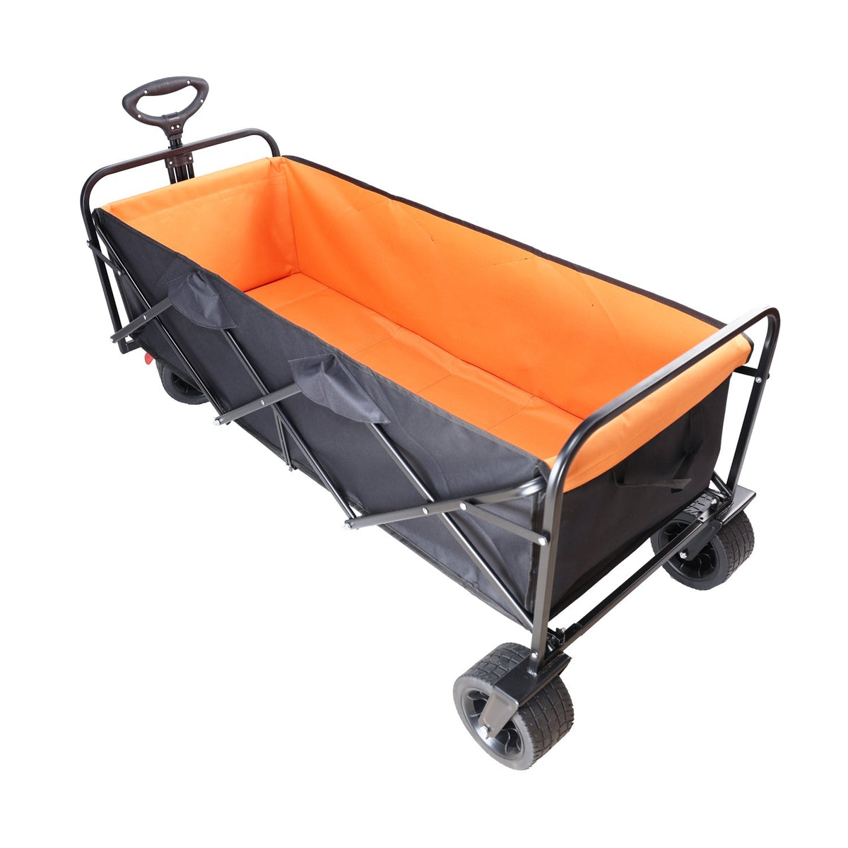 Large Capacity Folding Outdoor Wagon Cart with Extender - Black & Orange