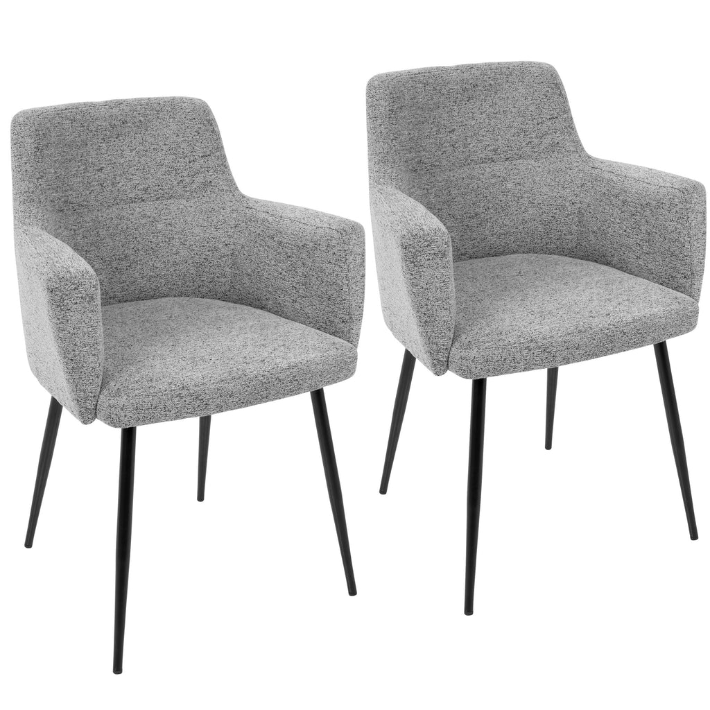 Contemporary Dining Chair Set of 2 with Padded Upholstery - Gray or Dark Gray