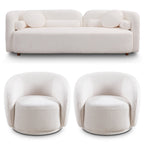 Luxury Modern Sofa Couch with Boucle Fabric - White/Beige