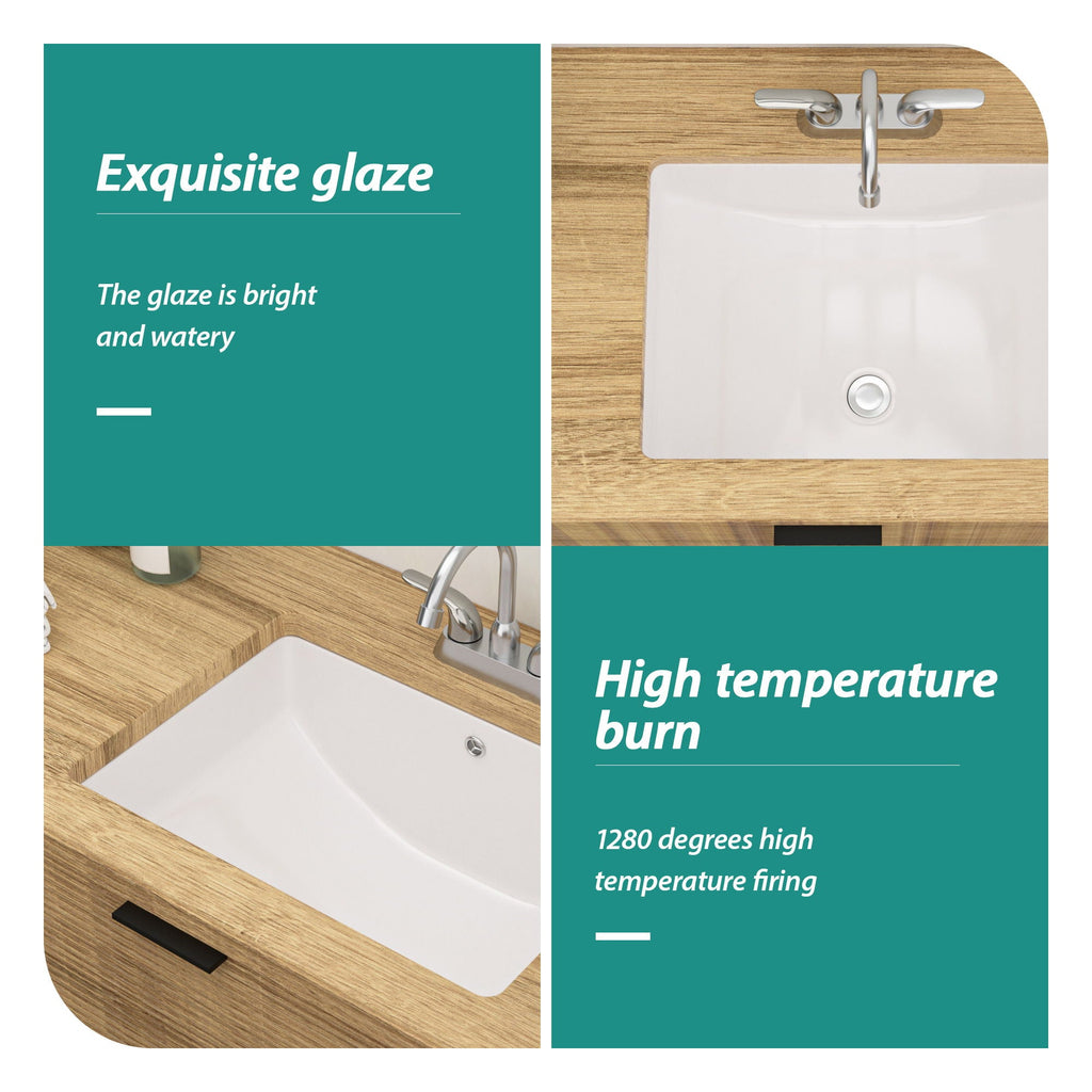 Modern Ceramic Undermount Bathroom Sink with Overflow - White or Black