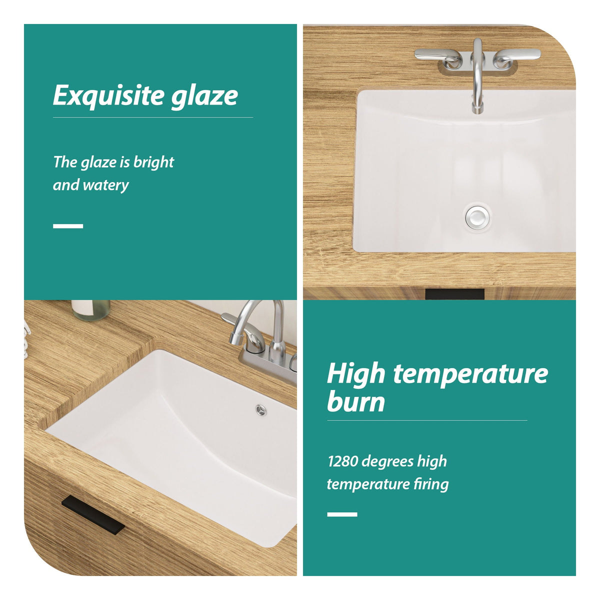Modern Ceramic Undermount Bathroom Sink with Overflow - White or Black
