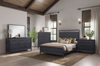 Open Panel Bed with Elm Veneer Headboard - Black