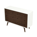 6-Drawer Dresser with Spacious Storage - Dark Brown / White