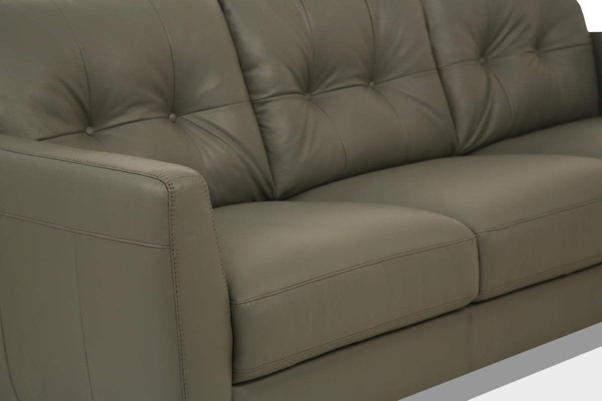 Radwan Pesto Sofa with Button Tufted Design - Dark Green