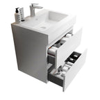 Modern Floating Bathroom Vanity with Large Storage - White or Black