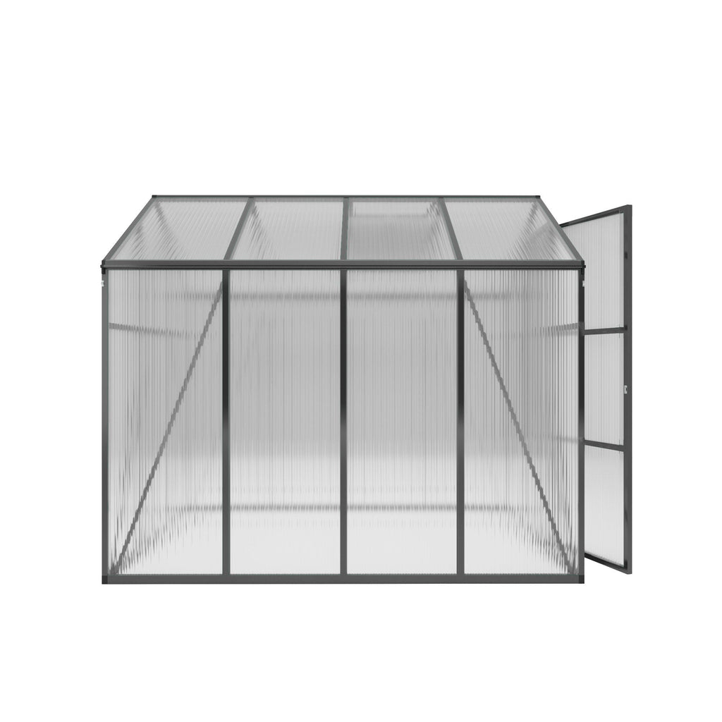 Windproof Greenhouse with Raised Base - Polycarbonate Panels - Black