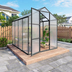 Windproof Greenhouse with Raised Base - Polycarbonate Panels - Black
