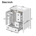 Bathroom Vanity with Integrated Basin and Soft Close Drawers - Multiple Colors