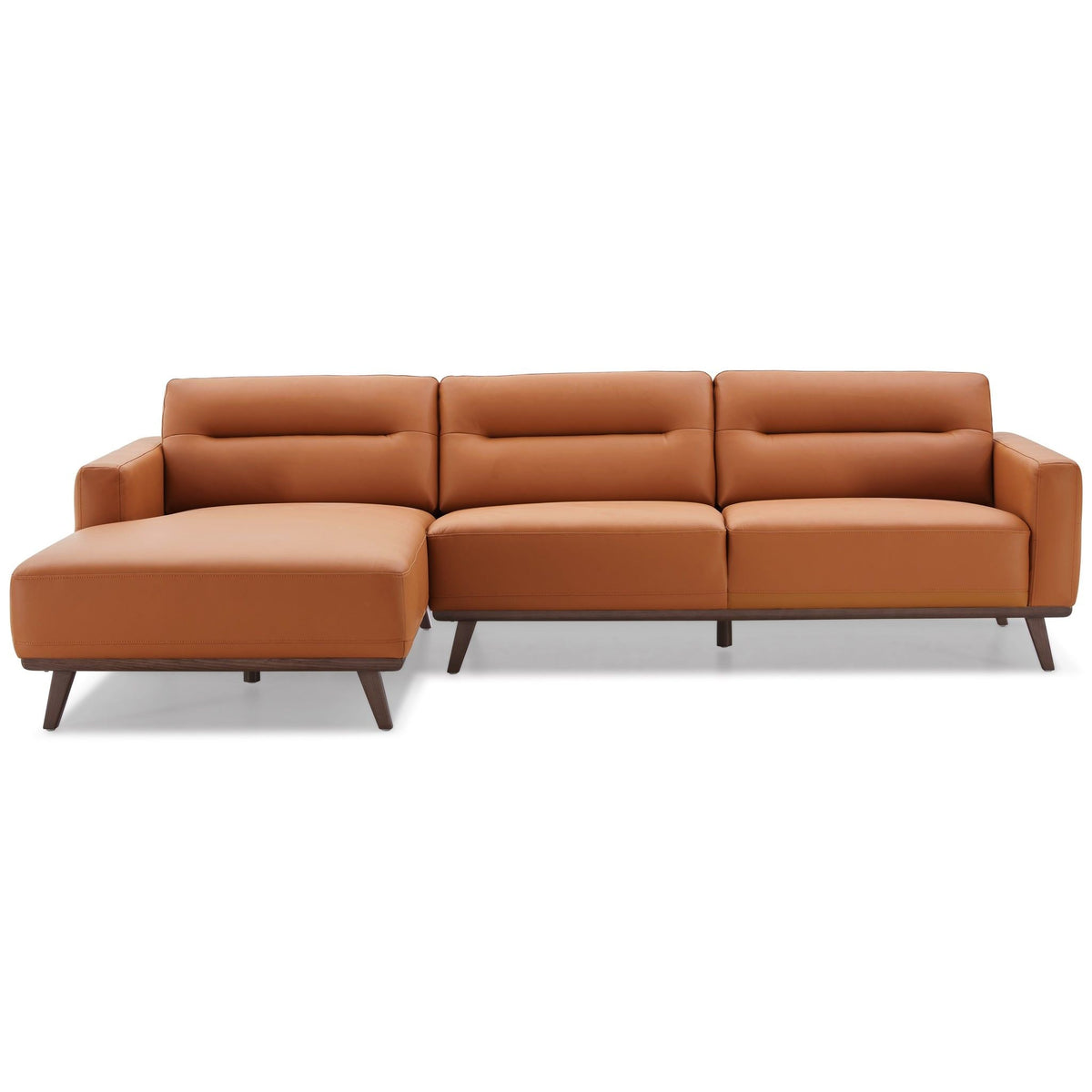 L-Shaped Sectional Couch with Solid Wood Frame and Vegan Upholstery - Yellow or Light Brown