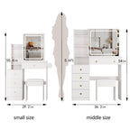 White Vanity Set with USB Power Station and Cushioned Stool