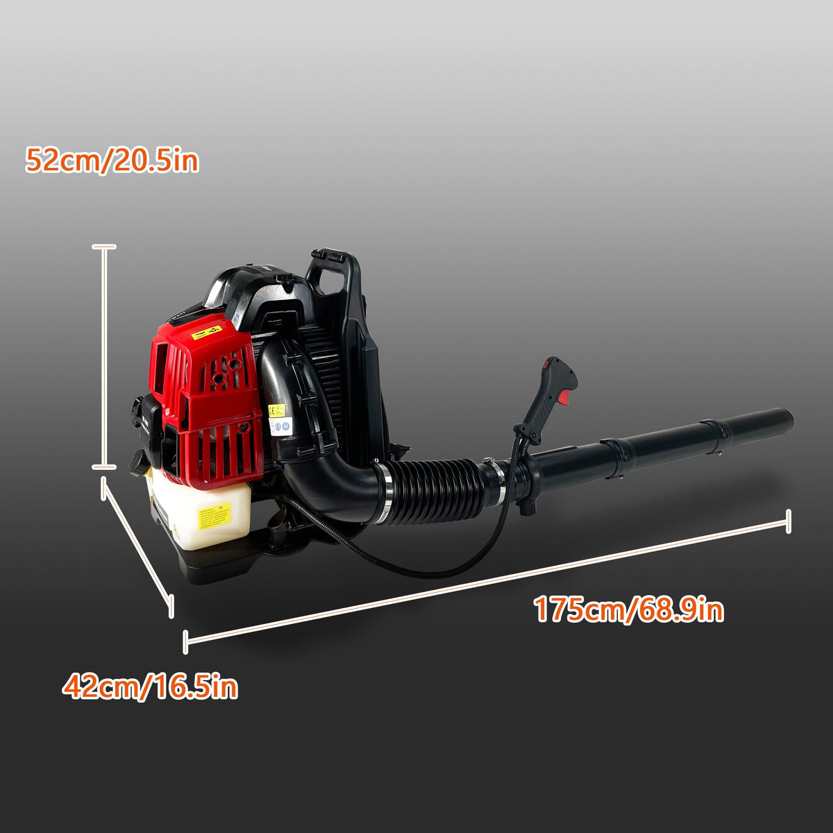Backpack Gas Leaf Blower with 76Cc Engine – Red
