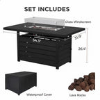 Rectangular Propane Fire Pit Table with Stainless Burner - Black, Dark Gray, White
