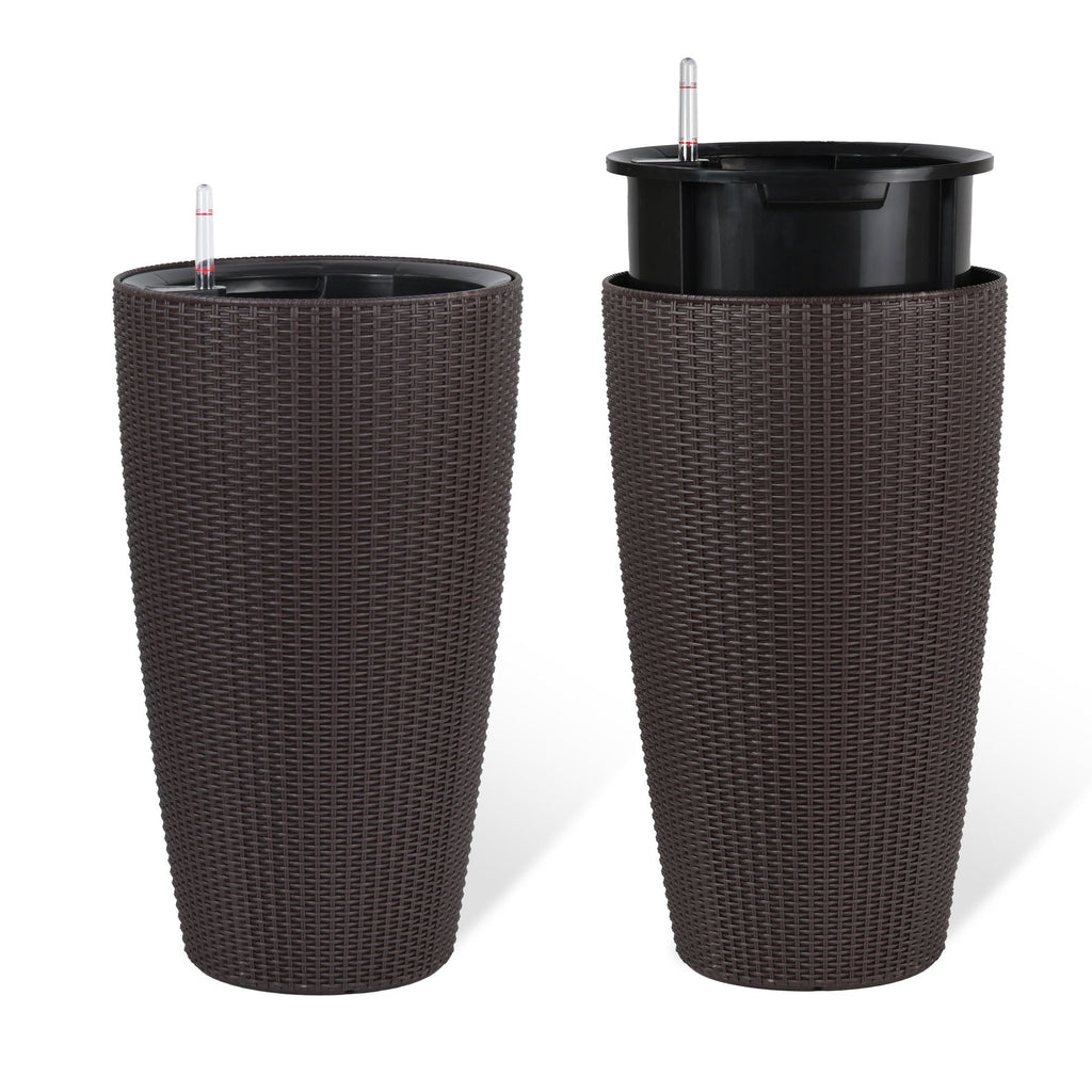Tall Planters Set with Auto Watering and Water Level Monitor - Polypropylene