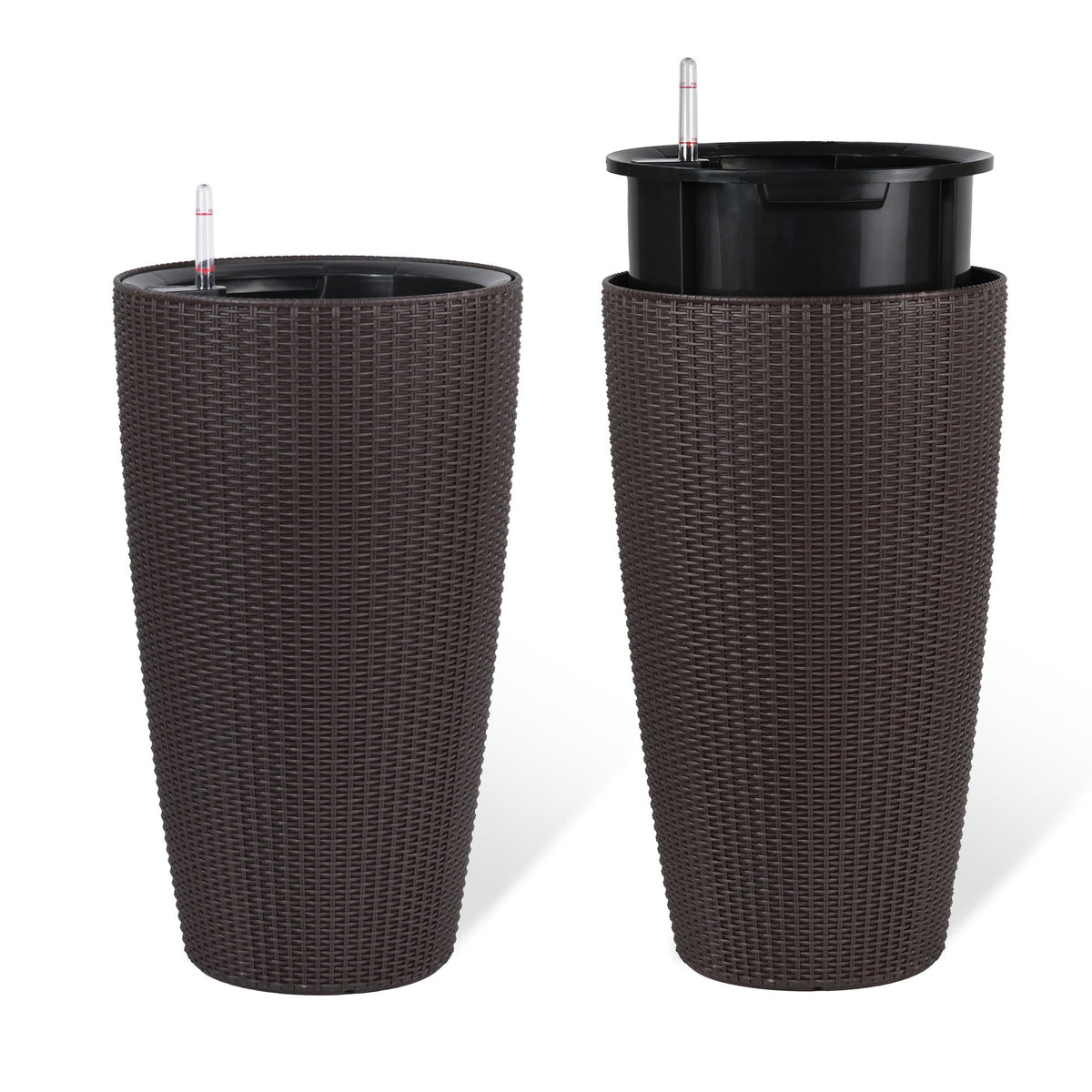 Tall Planters Set with Auto Watering and Water Level Monitor - Polypropylene