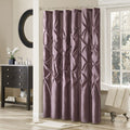 Tufted Semi-Sheer Shower Curtain with Textured Tufting - Soft Plum